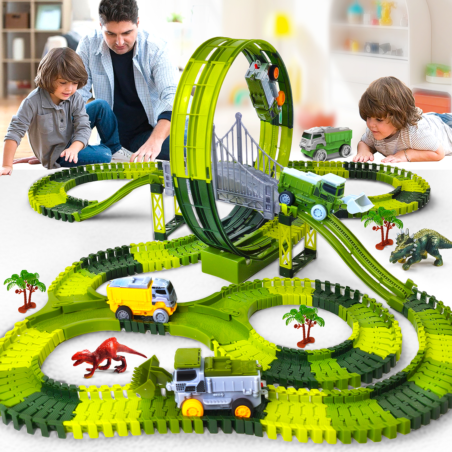 Kids Educational Gadget - Dinosaur toy race track featuring flexible