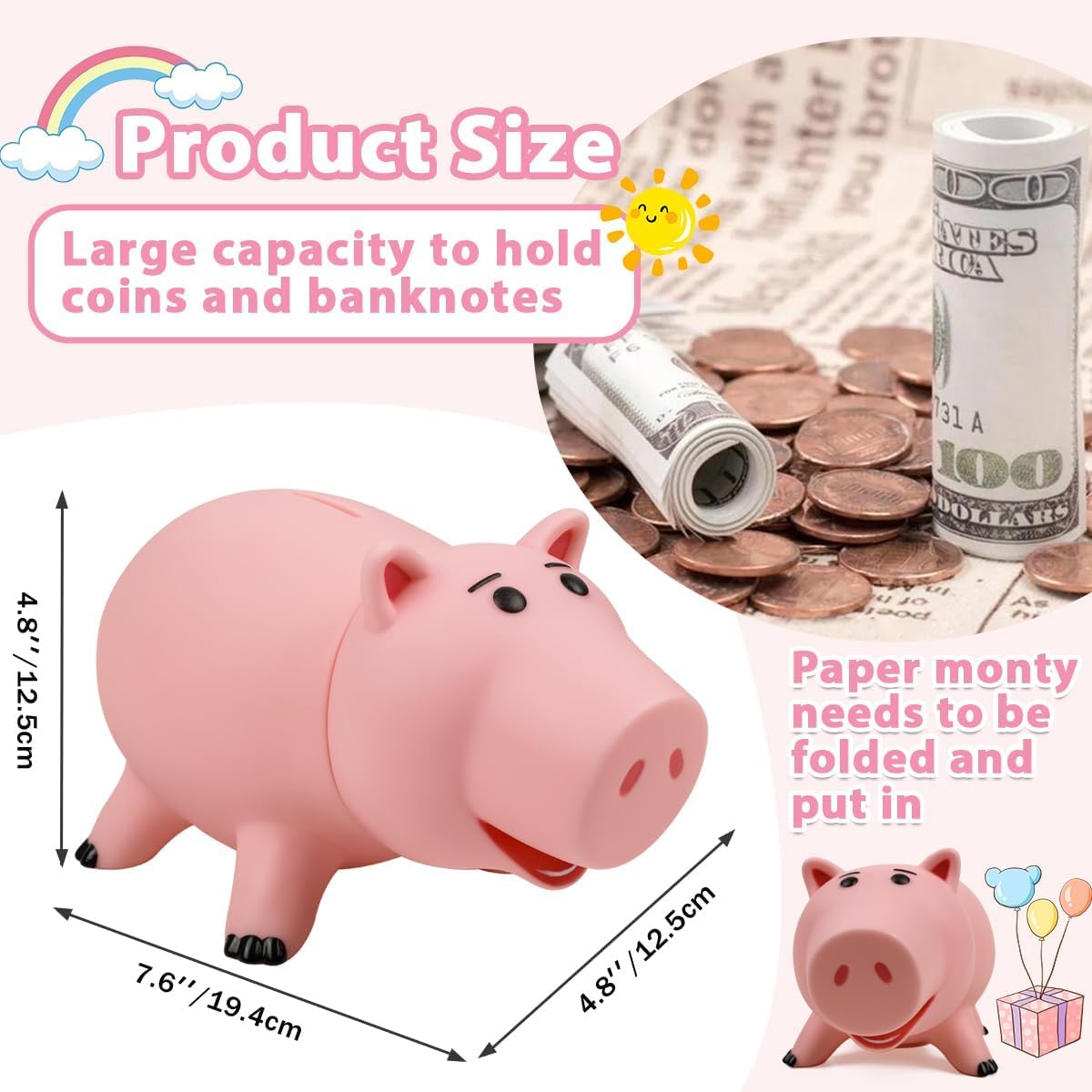 Pink Piggy Bank Unbreakable Pl - Kids Education Savings recensie en prijs
