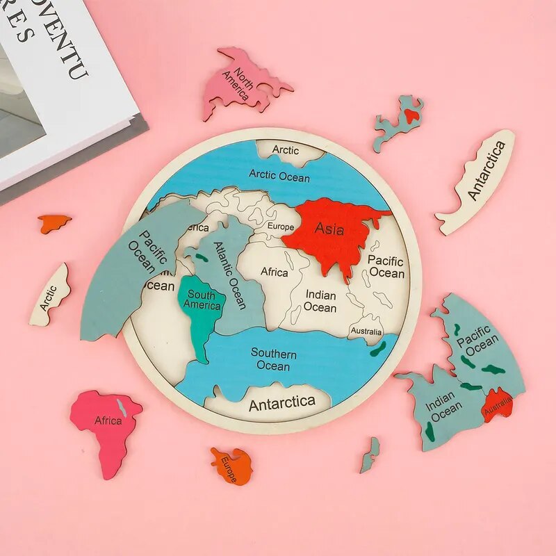 Wooden Colored World Map Puzzl - Puzzle Map World recensie en prijs
