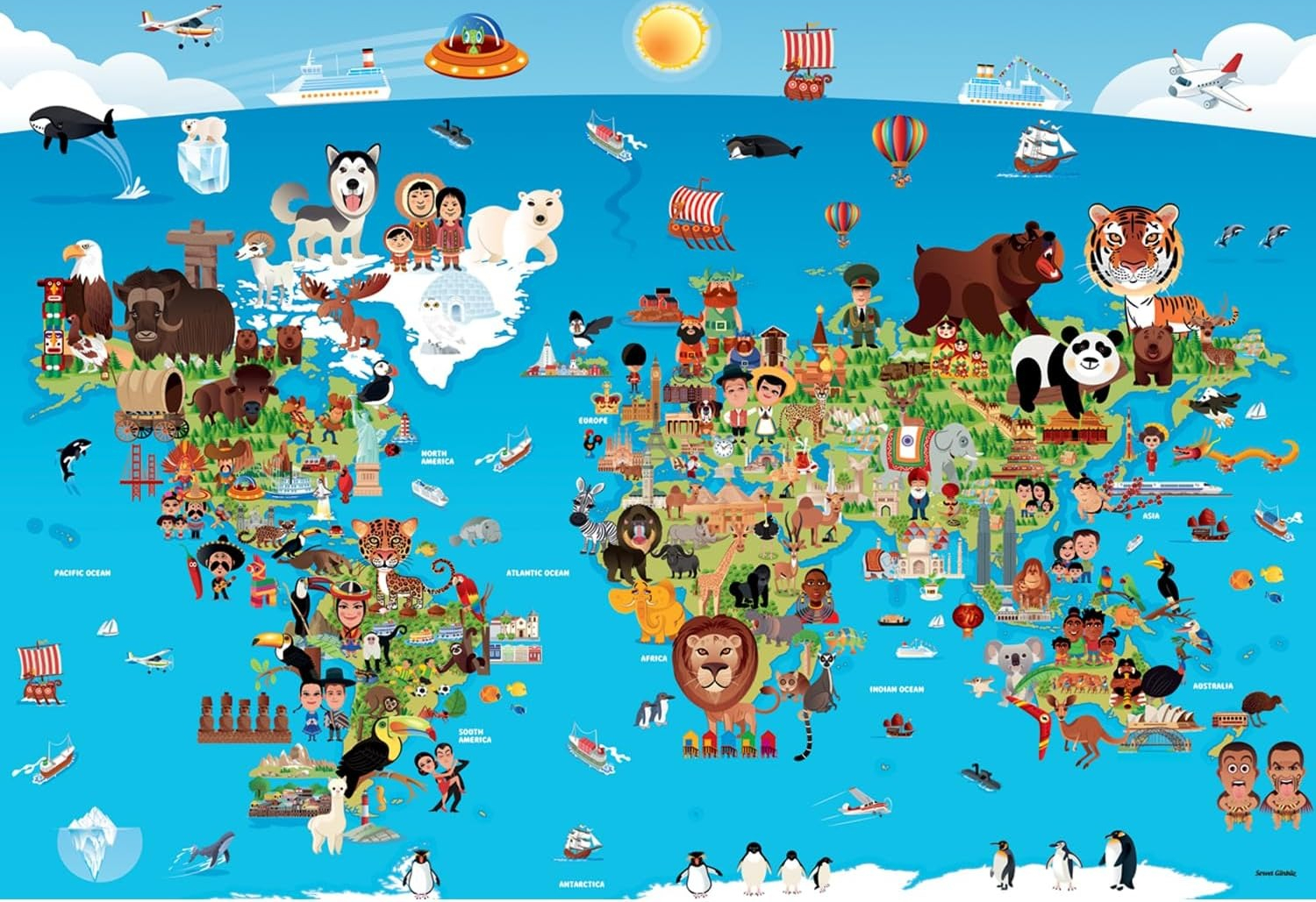120/300/500/1000 Pieces Adult  - Puzzle Map World recensie en prijs