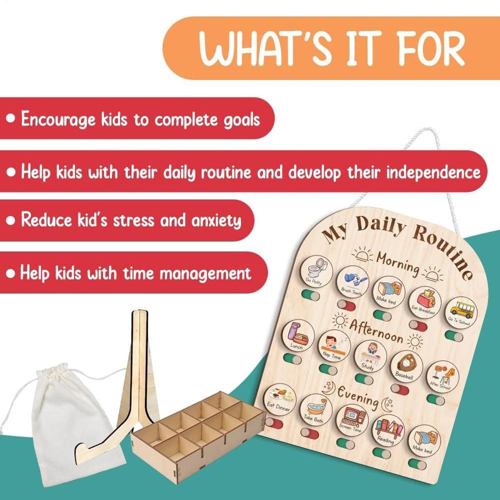 Kids Daily Routine Chart, Wood - Kids Education Planner recensie en prijs